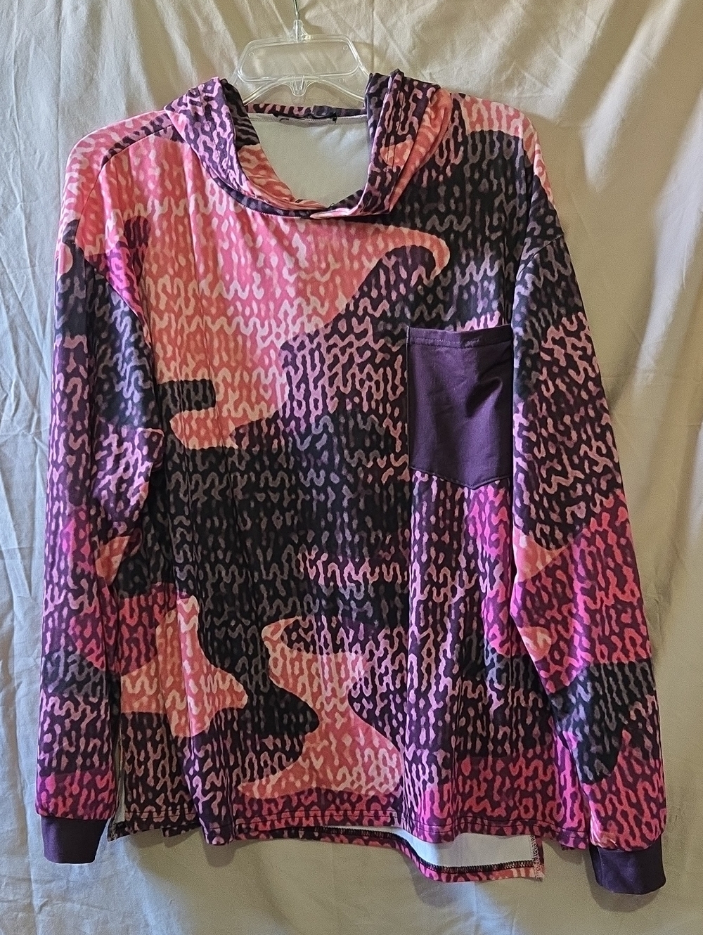 Women's Pink & Purple Patterned Hoodie Shirt